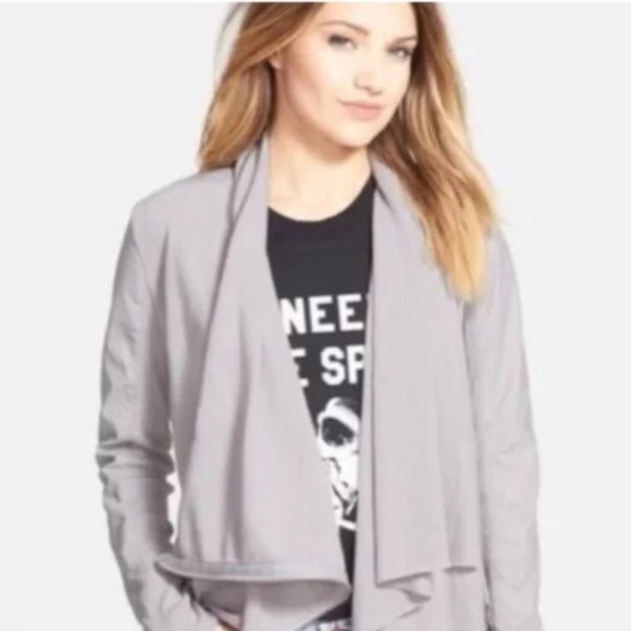 Blank NYC Jackets & Blazers - Blank NYC Asymmetrical Zip Up Cowl Drape Vegan Leather Moto Jacket Women's M